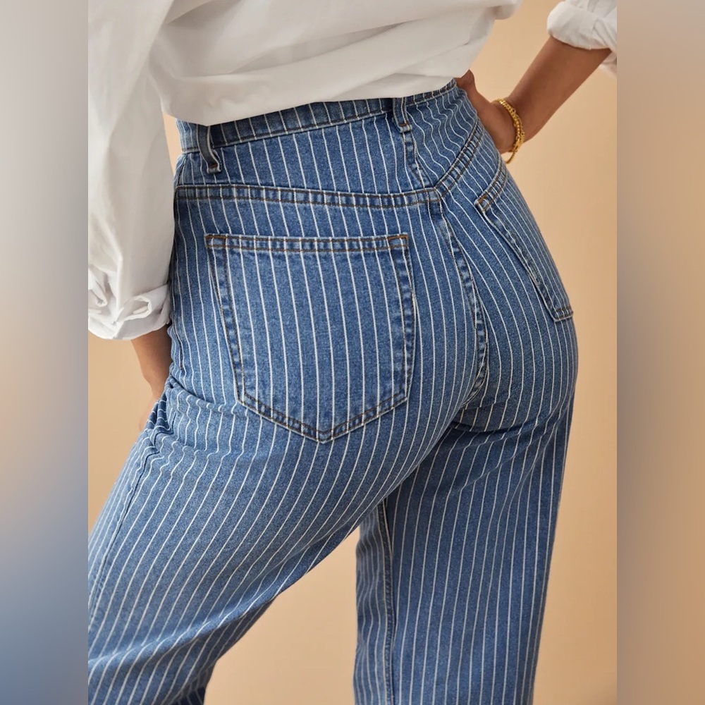 Reformation High Rise Blue Striped Jeans - Picture 3 of 6